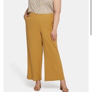 NYDJ LiftXTuck Green High Waist Gauzy Cotton Pull On Cropped Pants NEW SIZE L